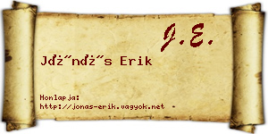 Jónás Erik névjegykártya