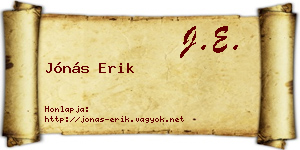 Jónás Erik névjegykártya